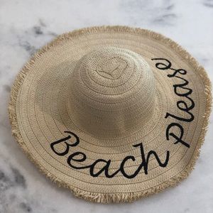 Straw Hat Embroidered “Beach Please”